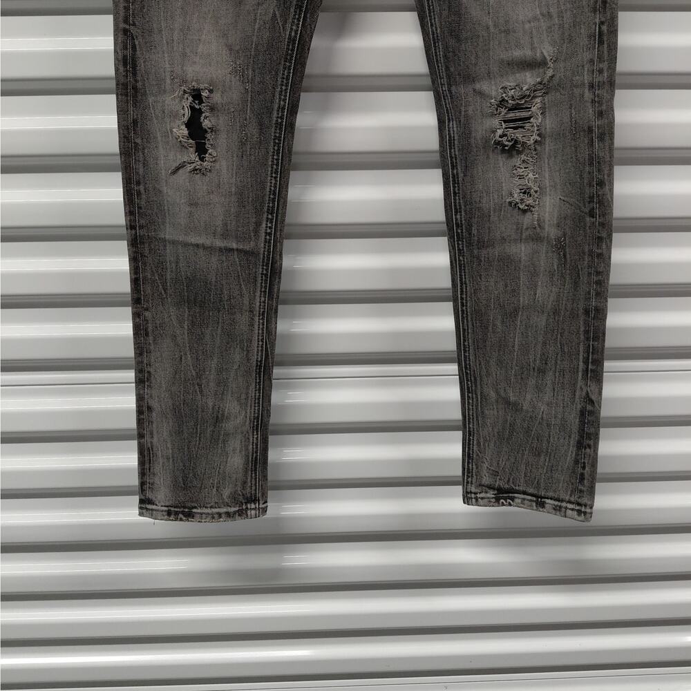 Anom Denim Hate Me Slim Fit Jeans Mens 32 Gray Wash Distressed Button Fly Street - Picture 7 of 10